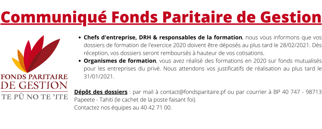 Dépôt de vos dossiers de formation 2020